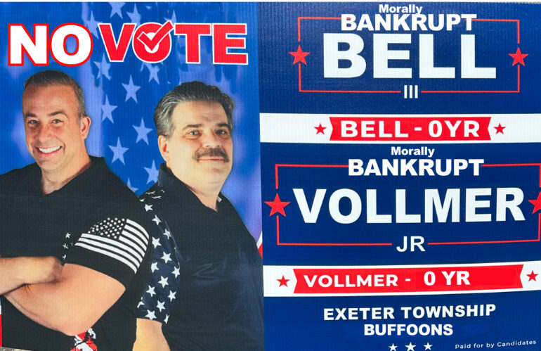 Vollmer’s Fake Facebook Fiasco! The bankrupt candidate and partner in crime to Bell, eager to plunder and devastate Exeter Township